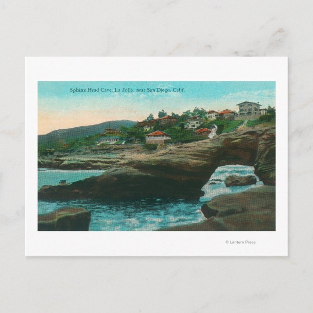Cartão Postal Vista da Cabeça de Esfinge CavernaLa Jolla, CA (Frente)
