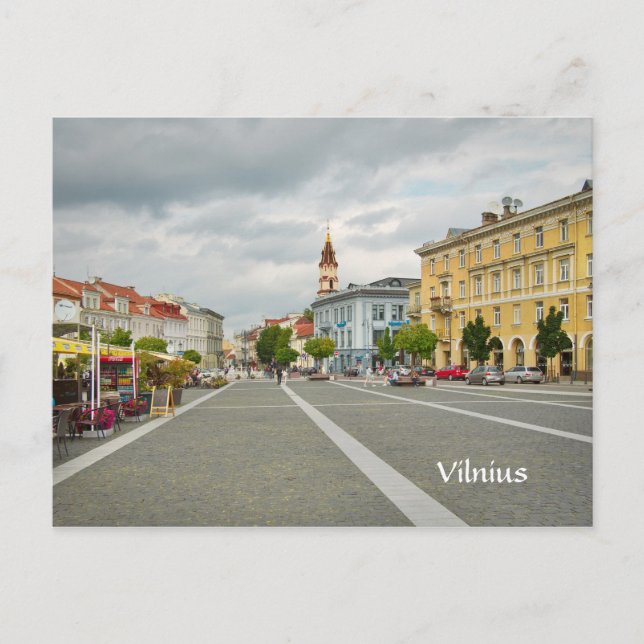 Cartão Postal Vista da câmara municipal, Vilnius Lithuania (Frente)
