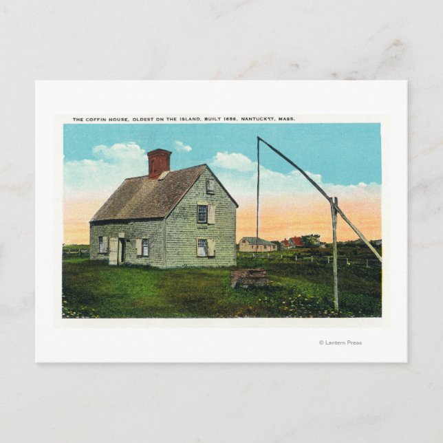 Cartão Postal Vista da Casa Coffin, mais antiga na Ilha (Frente)