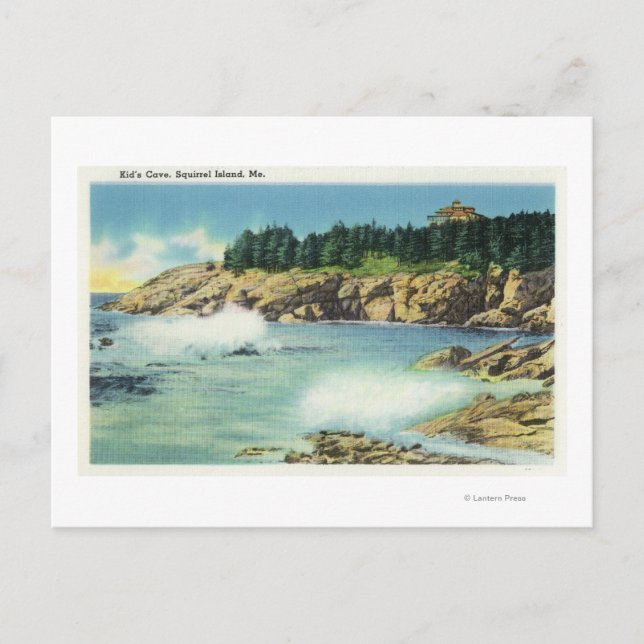 Cartão Postal Vista da Caverna das Crianças na Ilha Squirrel (Frente)