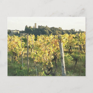 Cartão Postal Vista da Cidade da Toscana e do Vineyard Chianti