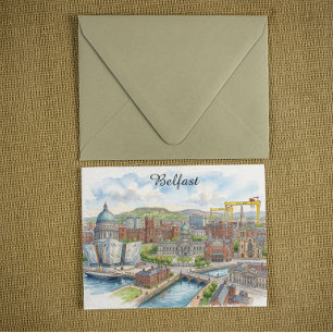 Cartão Postal Vista da Cidade de Belfast Irlanda do Norte em Aqu