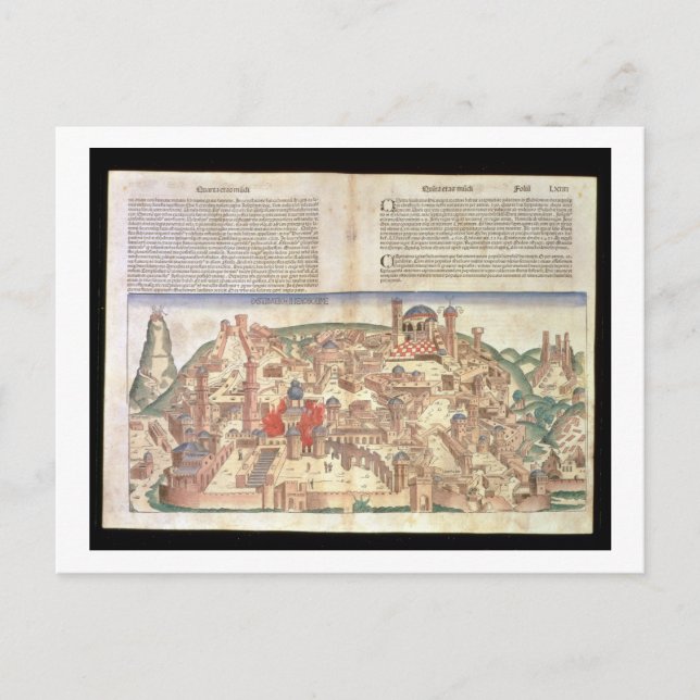 Cartão Postal Vista da cidade de Jerusalém, de Nuremberga (Frente)