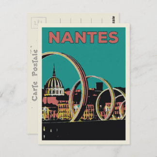 Cartão Postal Vista da cidade de Nantes à noite