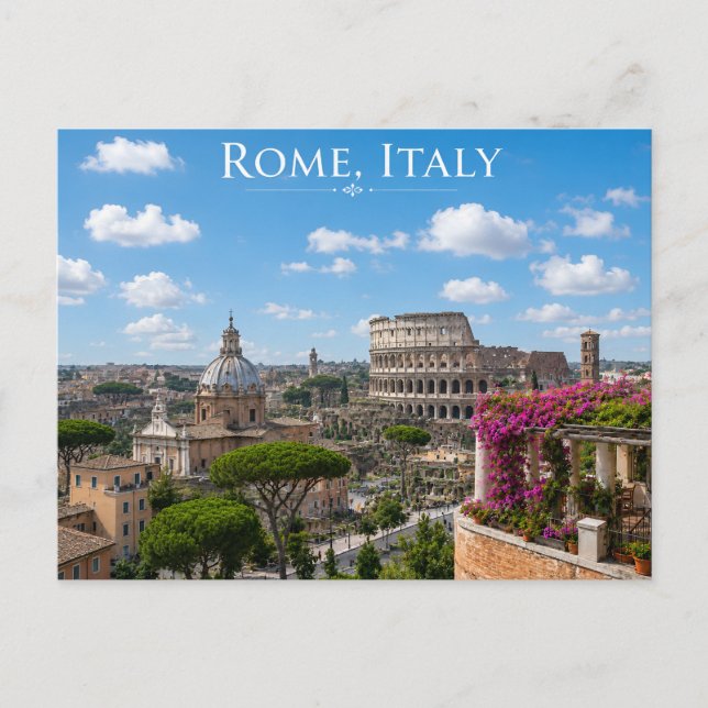 Cartão Postal Vista da Cidade de Roma (Frente)