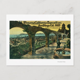 Cartão Postal Vista da cidade de uma missão, exposição Panam