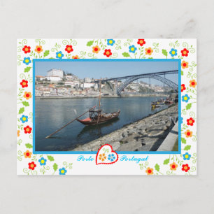 Cartão Postal Vista da cidade do Porto através do rio e da pont