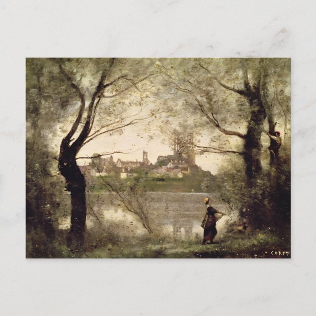 Cartão Postal Vista da Cidade e Catedral de Mantes (Frente)