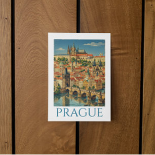 Cartão Postal Vista da Cidade Retro Vintage Praga República Tche