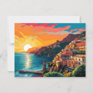 Cartão Postal Vista da costa de Amalfi - Itália