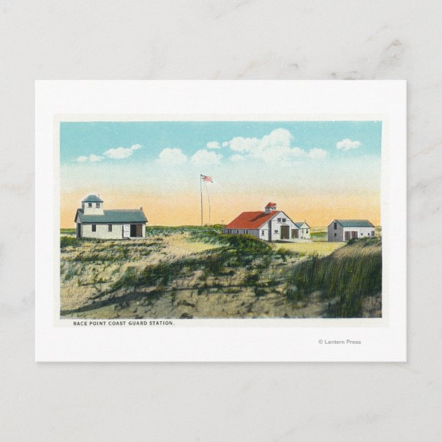 Cartão Postal Vista da estação de Guarda costeira do Race Point (Frente)