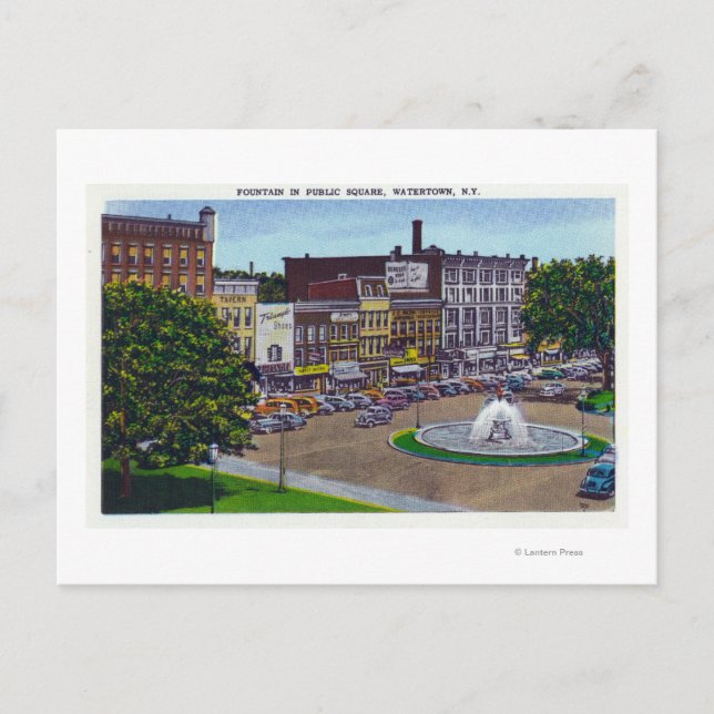 Cartão Postal Vista da fonte pública quadrada (Frente)