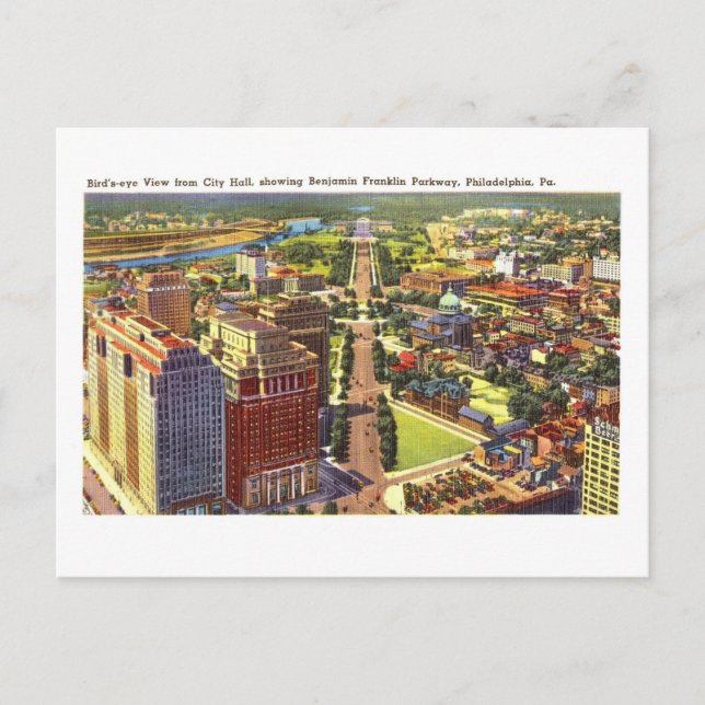 Cartão Postal Vista da Franklin Parkway na Filadélfia (Frente)