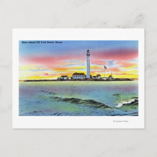 Cartão Postal Vista da Ilha Boon e Farol de York