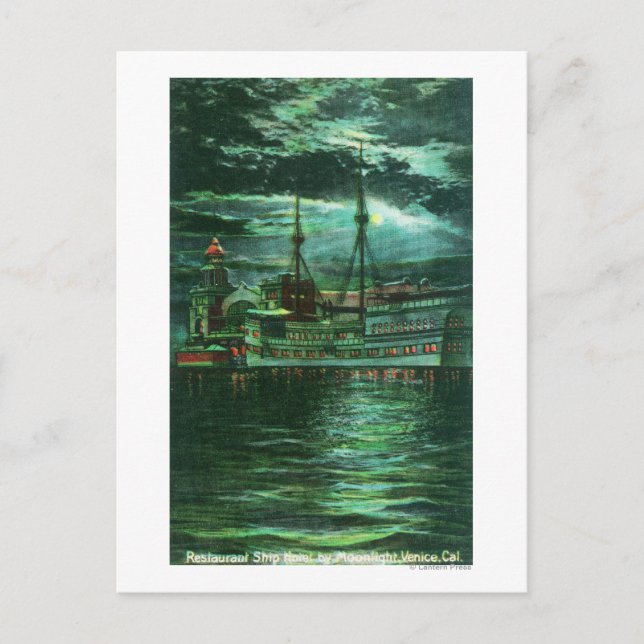 Cartão Postal Vista da Lua do Hotel para Navios Restaurantes (Frente)