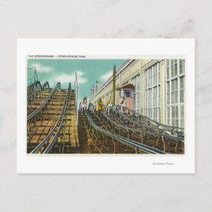 Cartão Postal Vista da montanha russa Steeplechase