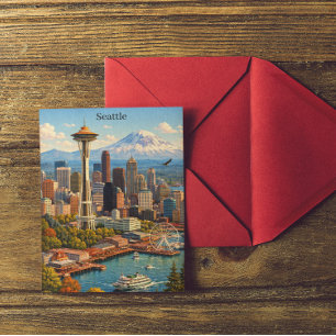 Cartão Postal Vista da paisagem urbana de Seattle Washington Vin
