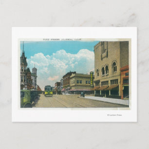 Cartão Postal Vista da Park Street, Street CarAlameda, CA