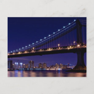 Cartão Postal Vista da ponte de Manhattan à noite