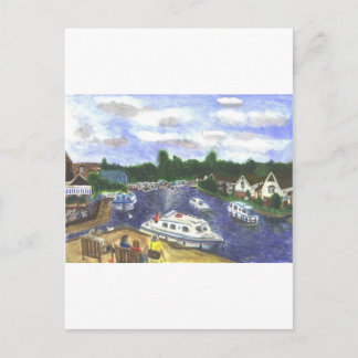 Cartão Postal Vista da ponte de Wroxham sobre Broads Norfolk