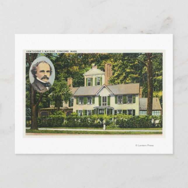 Cartão Postal Vista da Residência de Wayside de Hawthorne (Frente)