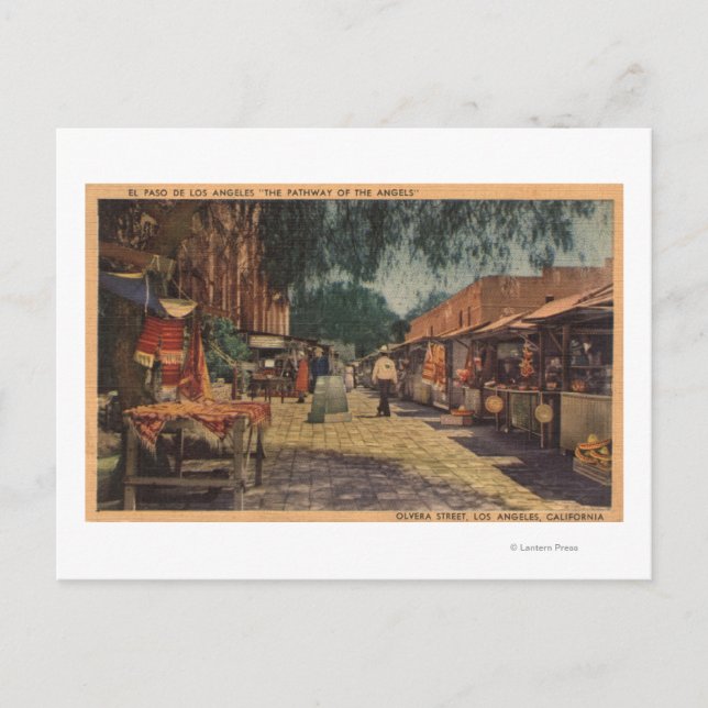 Cartão Postal Vista da Rua Olvera. (El Paso de Los Angeles) (Frente)