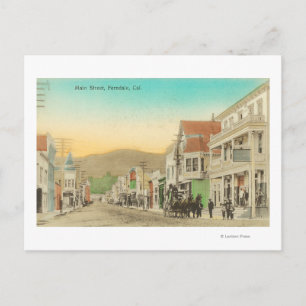 Cartão Postal Vista da rua principal, Carruagem de cavalos