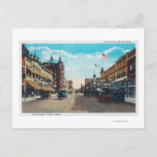 Cartão Postal Vista da rua principal com carros Ford Model-T