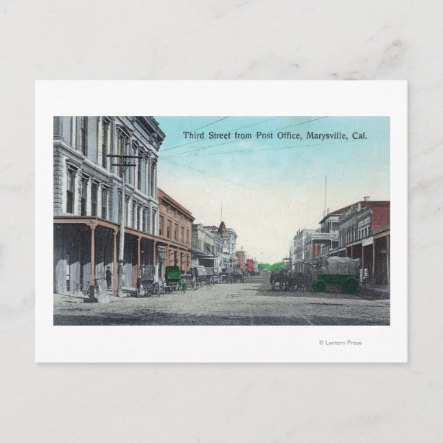 Cartão Postal Vista da Terceira Rua do Gabinete de Posto (Frente)