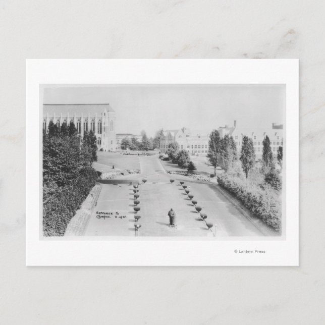 Cartão Postal Vista da Universidade de Washington Campus Entranc (Frente)