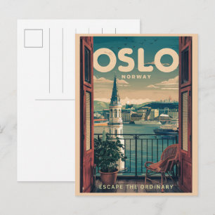 Cartão Postal Vista da varanda de Oslo Noruega presentes e vinta