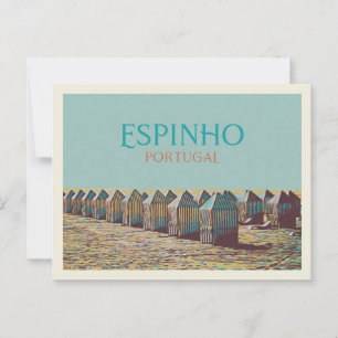 Cartão Postal Vista das cabines da praia de Espinho, Portugal