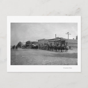 Cartão Postal Vista das Equipes de Vagões de Cavalo na Rua