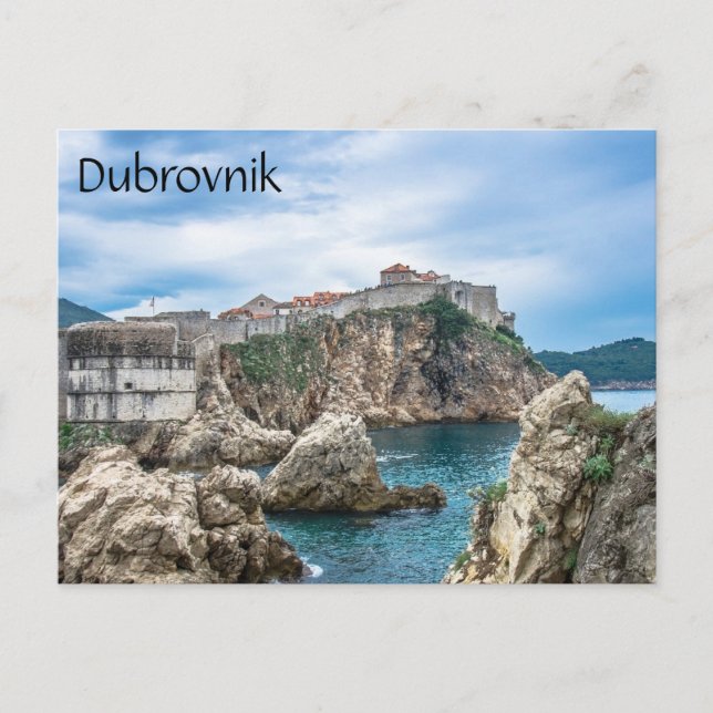 Cartão Postal Vista das paredes de Dubrovnik do mar (Frente)