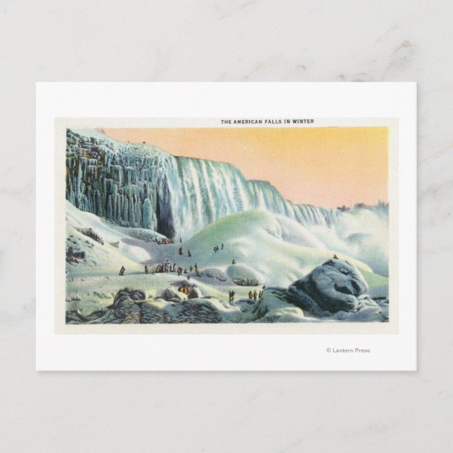 Cartão Postal Vista das quedas americanas no inverno nº 2 (Frente)