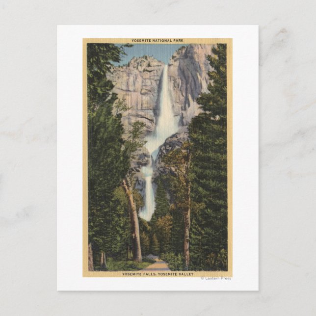 Cartão Postal Vista das Yosemite Falls & Vale (Frente)