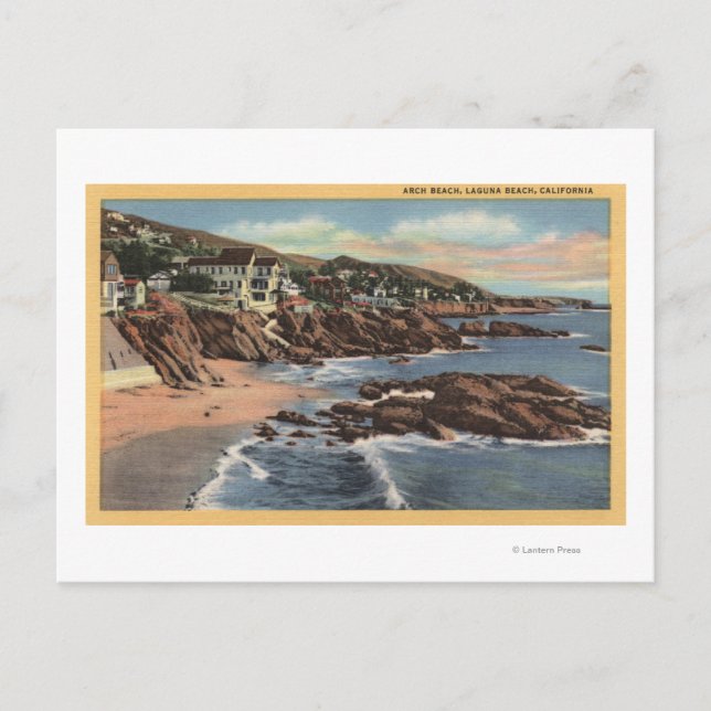 Cartão Postal Vista de Arch Beach com Homes (Frente)
