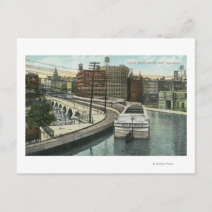 Cartão Postal Vista de barcos de canal passando sobre o aqueduto