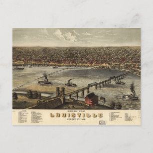 Cartão Postal Vista de Bird sobre Louisville, Kentucky (1876)