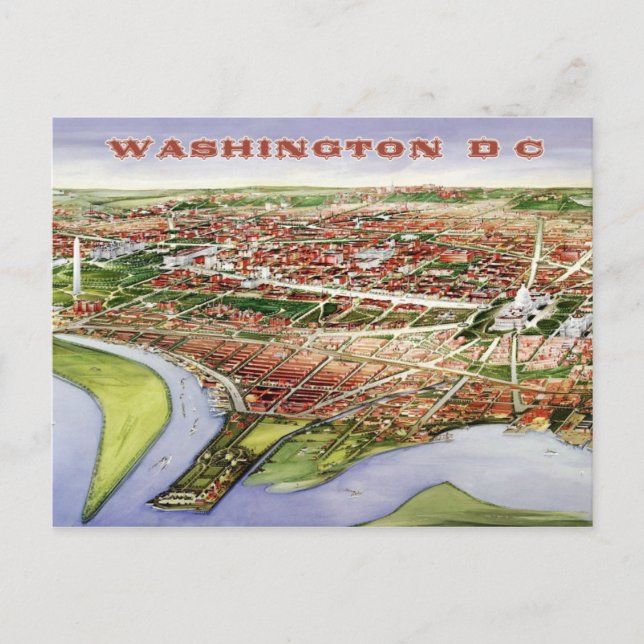 Cartão Postal Vista de Bird sobre Washington, D.C. (1901) (Frente)