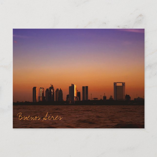 Cartão Postal Vista de Buenos Aires no pôr do sol (Frente)