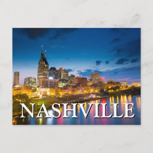 Cartão Postal Vista de Cidade à Noite   Nashville, Tennessee