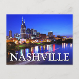 Cartão Postal Vista de Cidade à Noite   Nashville, Tennessee