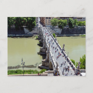 Cartão Postal Vista de cima da ponte Sant'Angelo em Roma, Itáli
