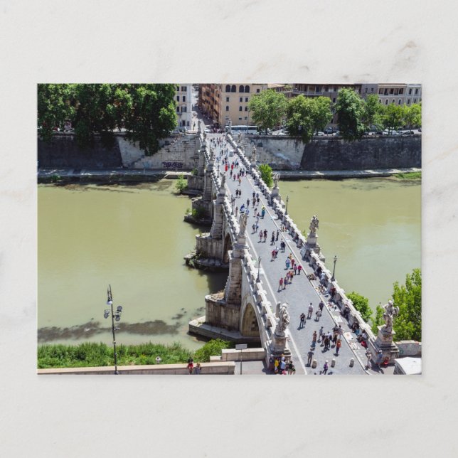 Cartão Postal Vista de cima da ponte Sant'Angelo em Roma, Itália (Frente)