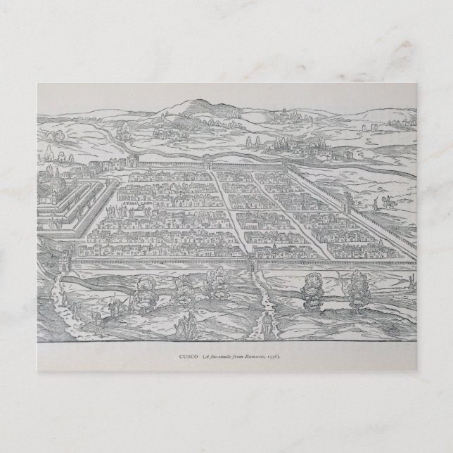 Cartão Postal Vista de Cusco, de Ramusio, pub. 1556 (Frente)