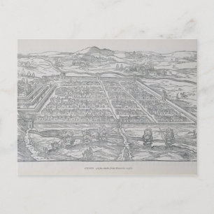 Cartão Postal Vista de Cusco, de Ramusio, pub. 1556