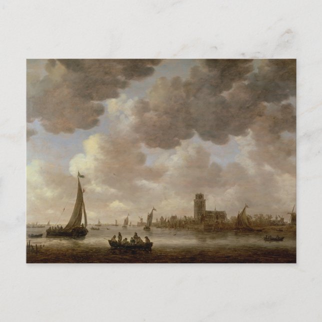 Cartão Postal Vista de Dordrecht Downstream do Grote Kerk, (Frente)