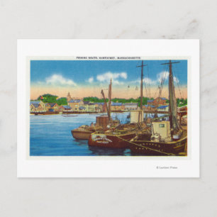 Cartão Postal Vista de embarcações de pesca no porto