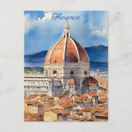 Cartão Postal Vista de Florença | il Duomo | aquarela